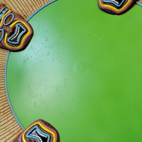Tiki Serving Platter & Chip Bowl Set‎ Easter Unlimited 2 Pc Green Melamine Party - Picture 8 of 12